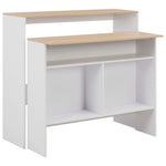 Bar Table with 2 Table Tops White and Oak 130x40x120 cm - Bargainia.com - 