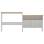 Bar Table with 2 Table Tops White and Oak 130x40x120 cm - Bargainia.com - 