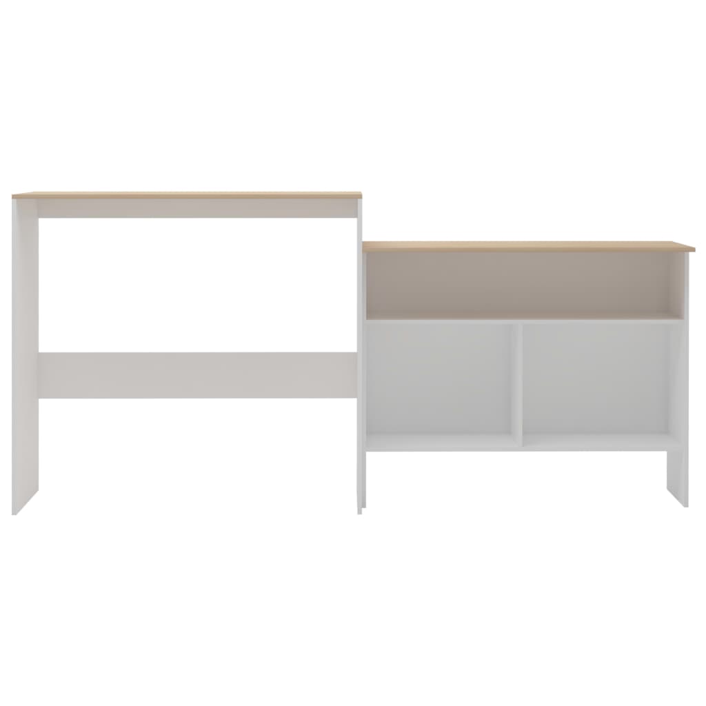 Bar Table with 2 Table Tops White and Oak 130x40x120 cm - Bargainia.com - 