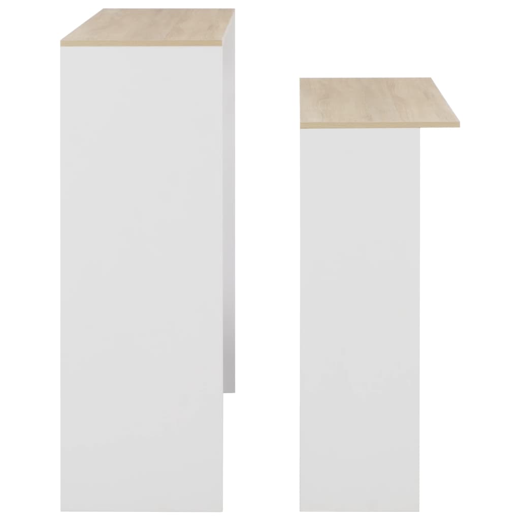 Bar Table with 2 Table Tops White and Oak 130x40x120 cm - Bargainia.com - 