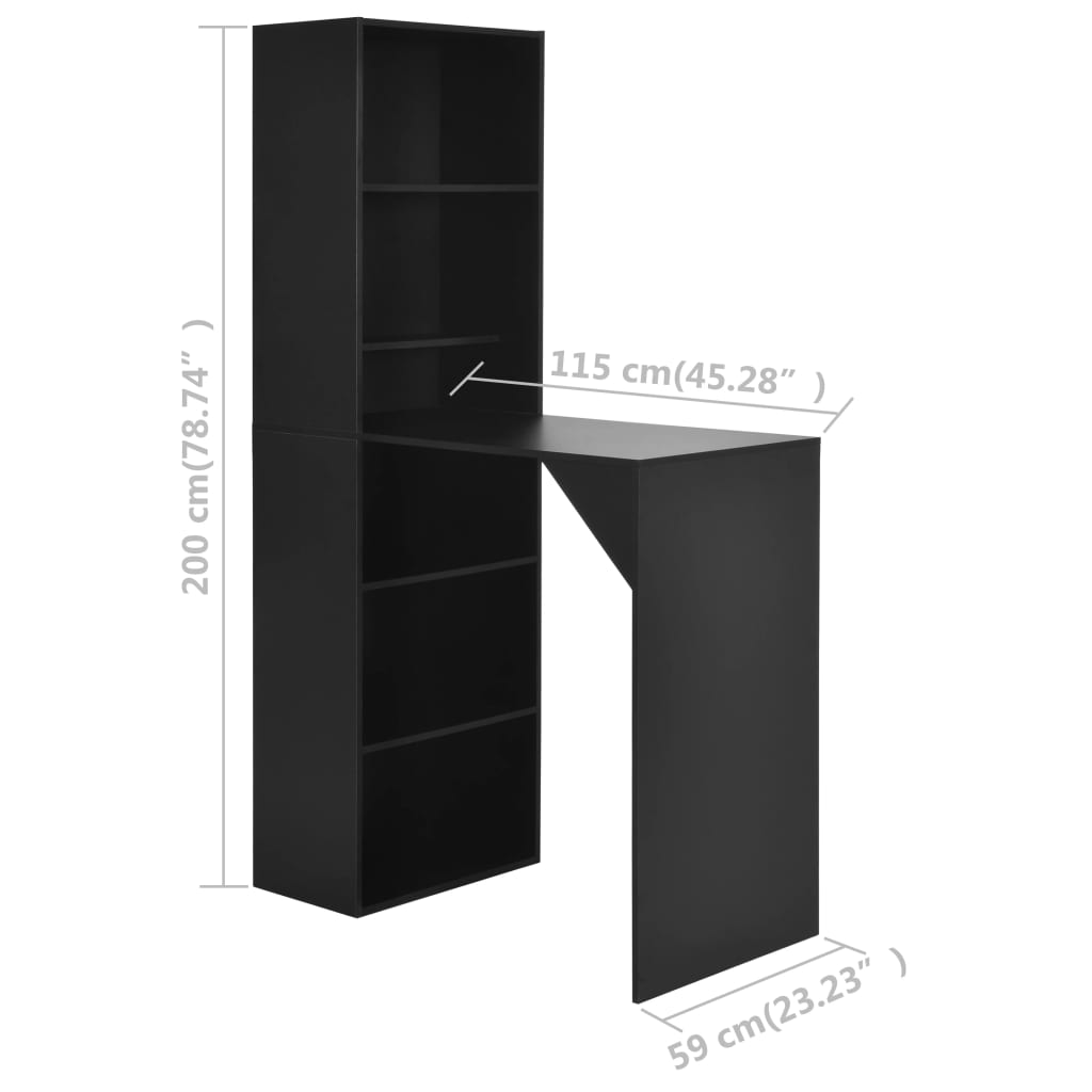 Bar Table with Cabinet Black 115x59x200 cm - Bargainia.com - 