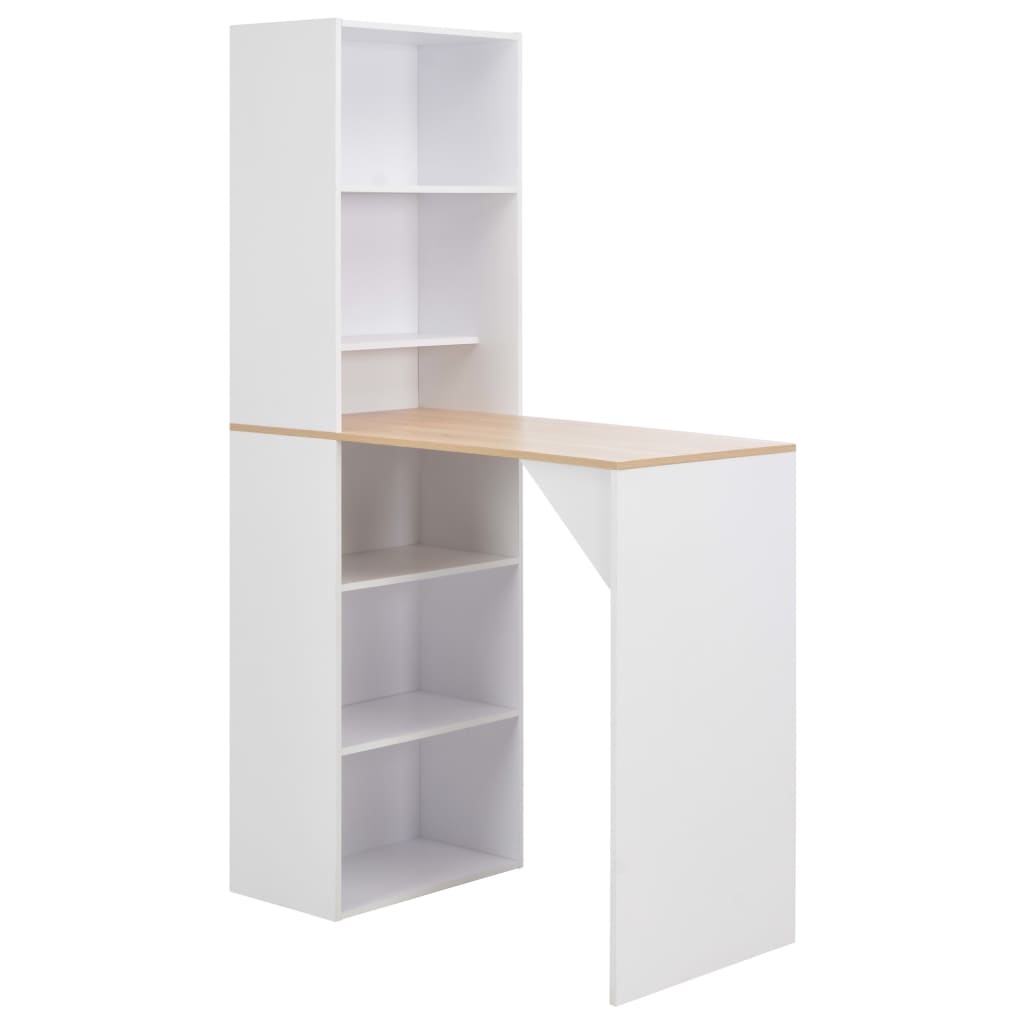 Bar Table with Cabinet White 115x59x200 cm - Bargainia.com - 