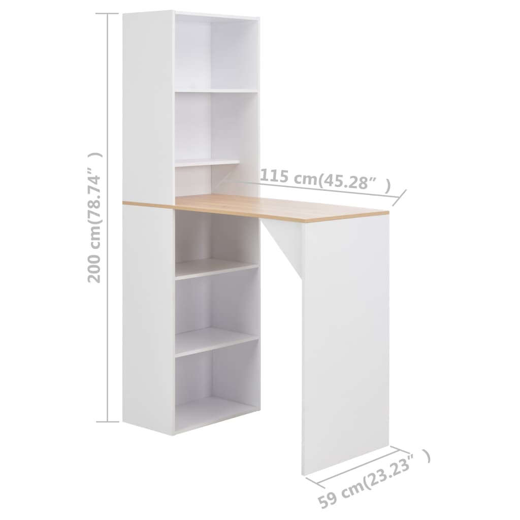 Bar Table with Cabinet White 115x59x200 cm - Bargainia.com - 
