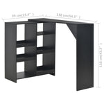 Bar Table with Moveable Shelf Black 138x39x110 cm - Bargainia.com - 