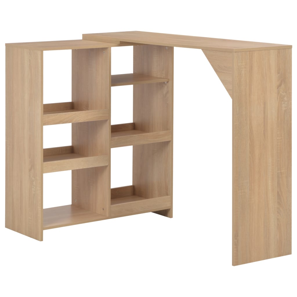 Bar Table with Moveable Shelf Oak 138x39x110 cm - Bargainia.com - 
