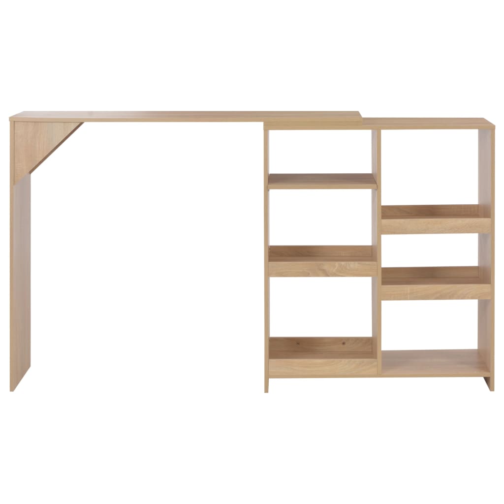 Bar Table with Moveable Shelf Oak 138x39x110 cm - Bargainia.com - 