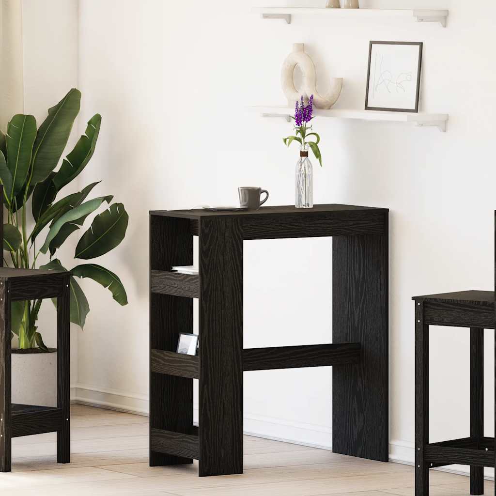 Bar Table with Racks Black Oak 90x40x103.5 cm Engineered Wood - Bargainia.com - 