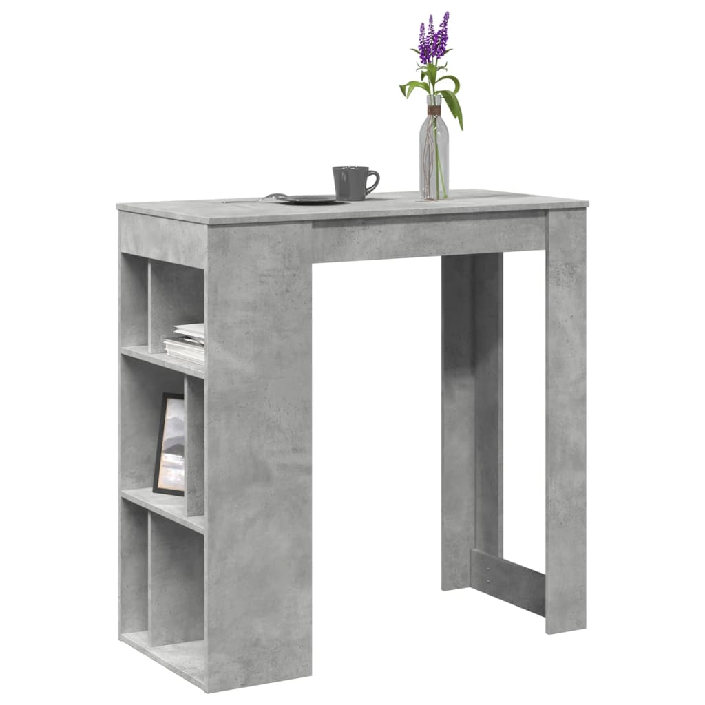 Bar Table with Racks Concrete Grey 102x50x103.5 cm Engineered Wood - Bargainia.com - 