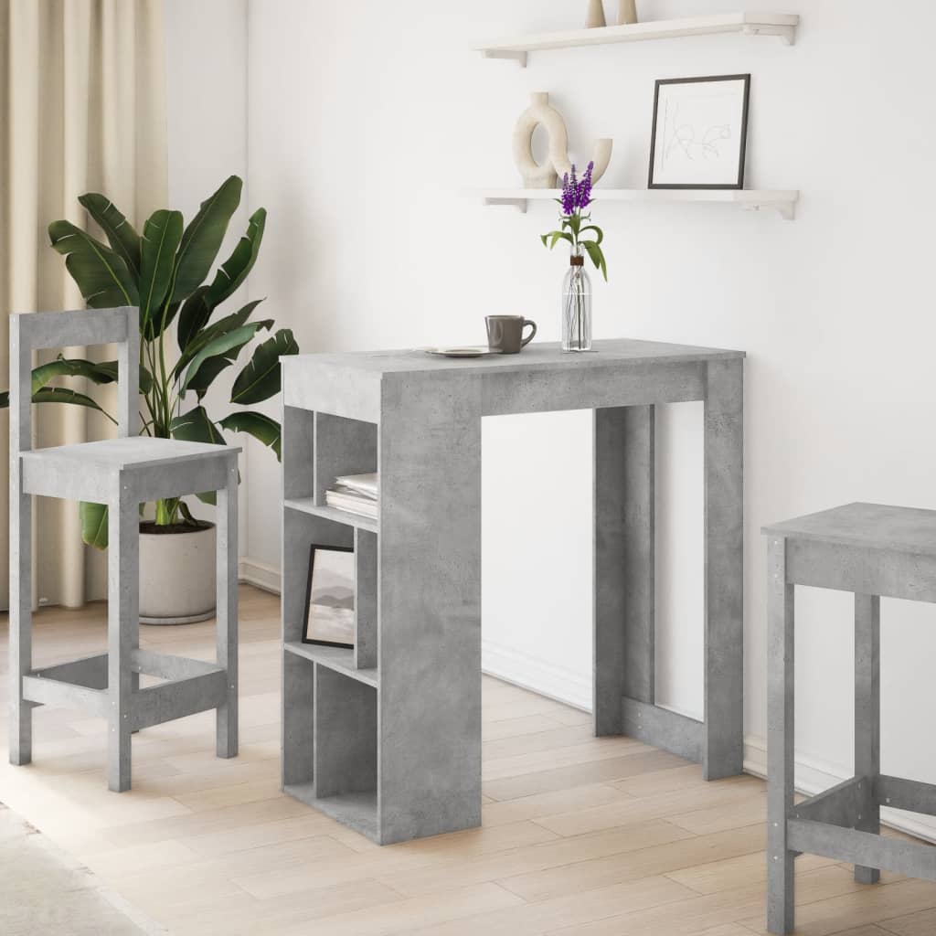 Bar Table with Racks Concrete Grey 102x50x103.5 cm Engineered Wood - Bargainia.com - 