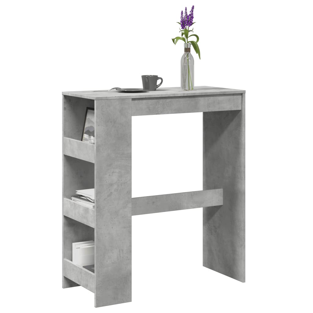 Bar Table with Racks Concrete Grey 90x40x103.5 cm Engineered Wood - Bargainia.com - 