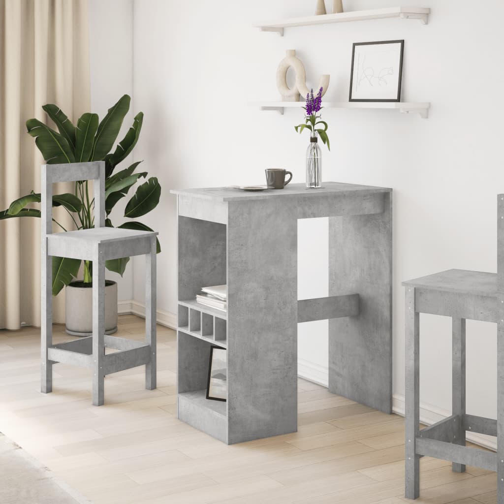 Bar Table with Racks Concrete Grey 90x47.5x103.5 cm Engineered Wood - Bargainia.com - 