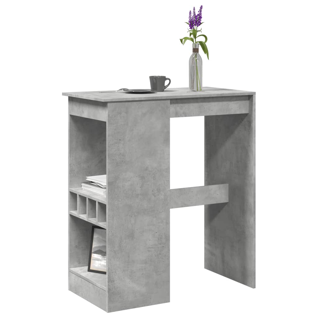 Bar Table with Racks Concrete Grey 90x47.5x103.5 cm Engineered Wood - Bargainia.com - 