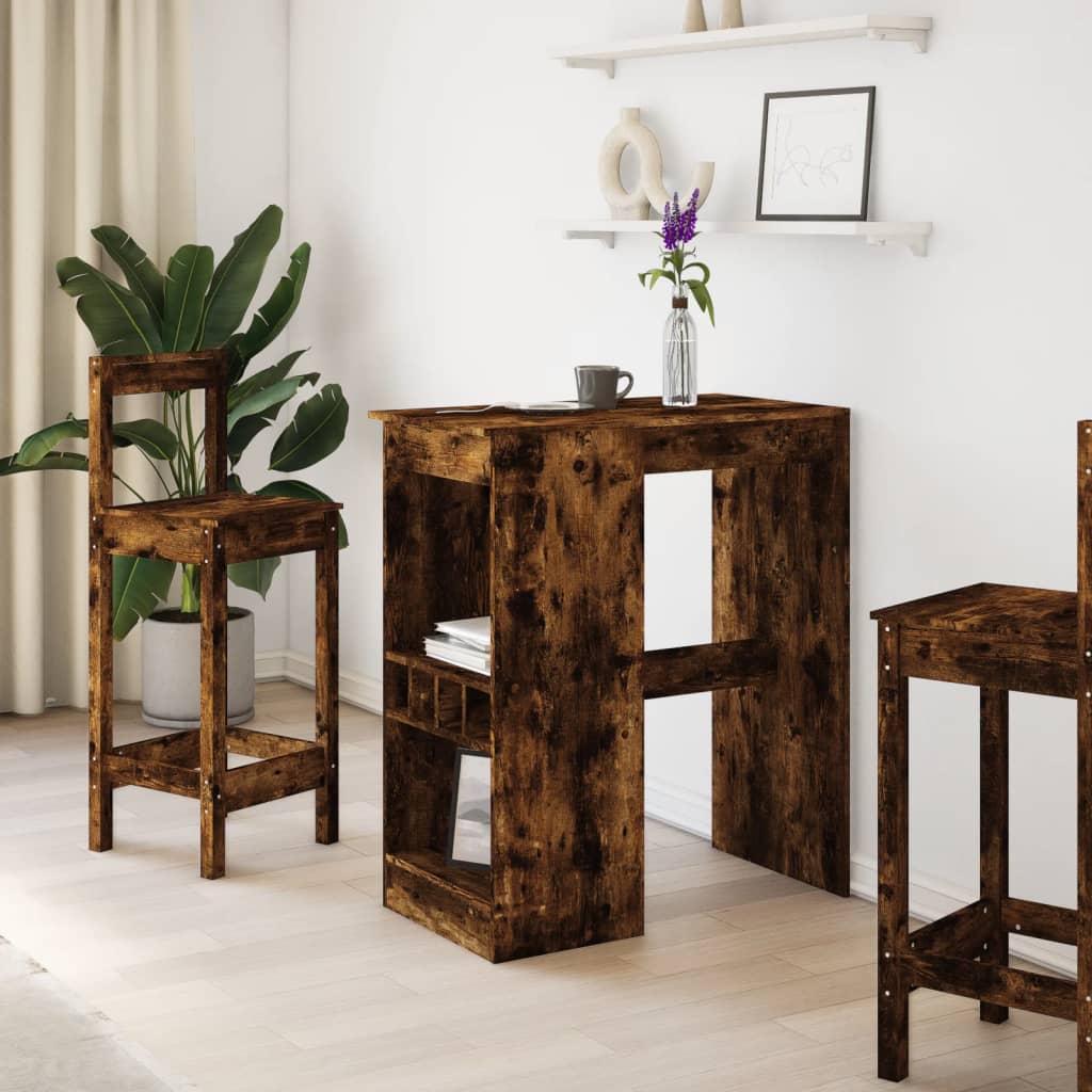 Bar Table with Racks Smoked Oak 90x47.5x103.5 cm Engineered Wood - Bargainia.com - 