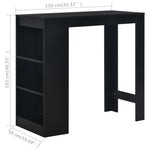 Bar Table with Shelf Black 110x50x103 cm - Bargainia.com - 