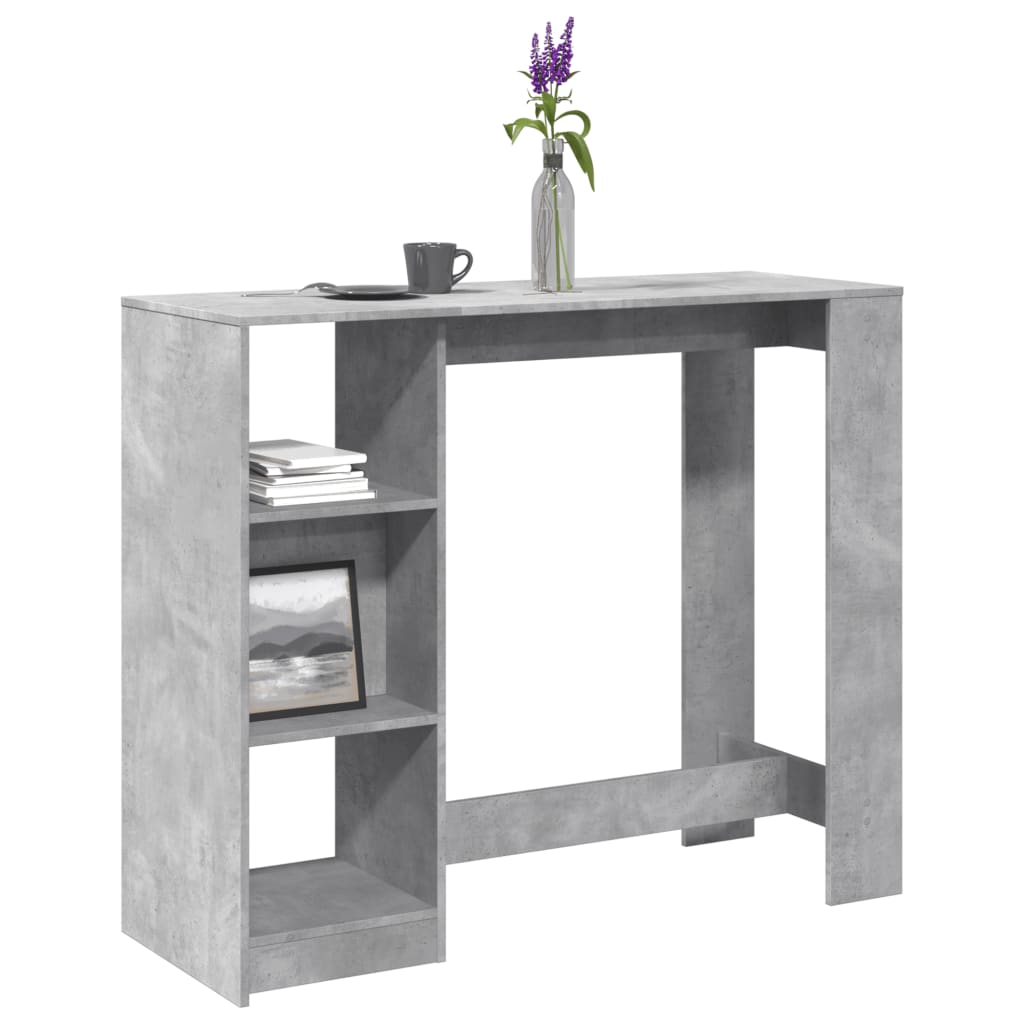 Bar Table with Shelf Concrete Grey 124x46x103.5 cm Engineered Wood - Bargainia.com - 