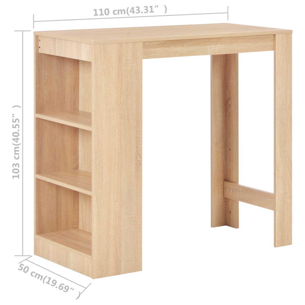 Bar Table with Shelf Oak 110x50x103 cm - Bargainia.com - 