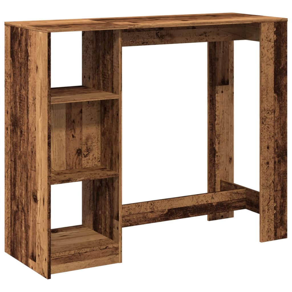 Bar Table with Shelf Old Wood 124x46x103.5 cm Engineered Wood - Bargainia.com - 