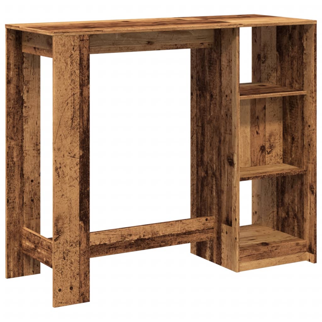 Bar Table with Shelf Old Wood 124x46x103.5 cm Engineered Wood - Bargainia.com - 