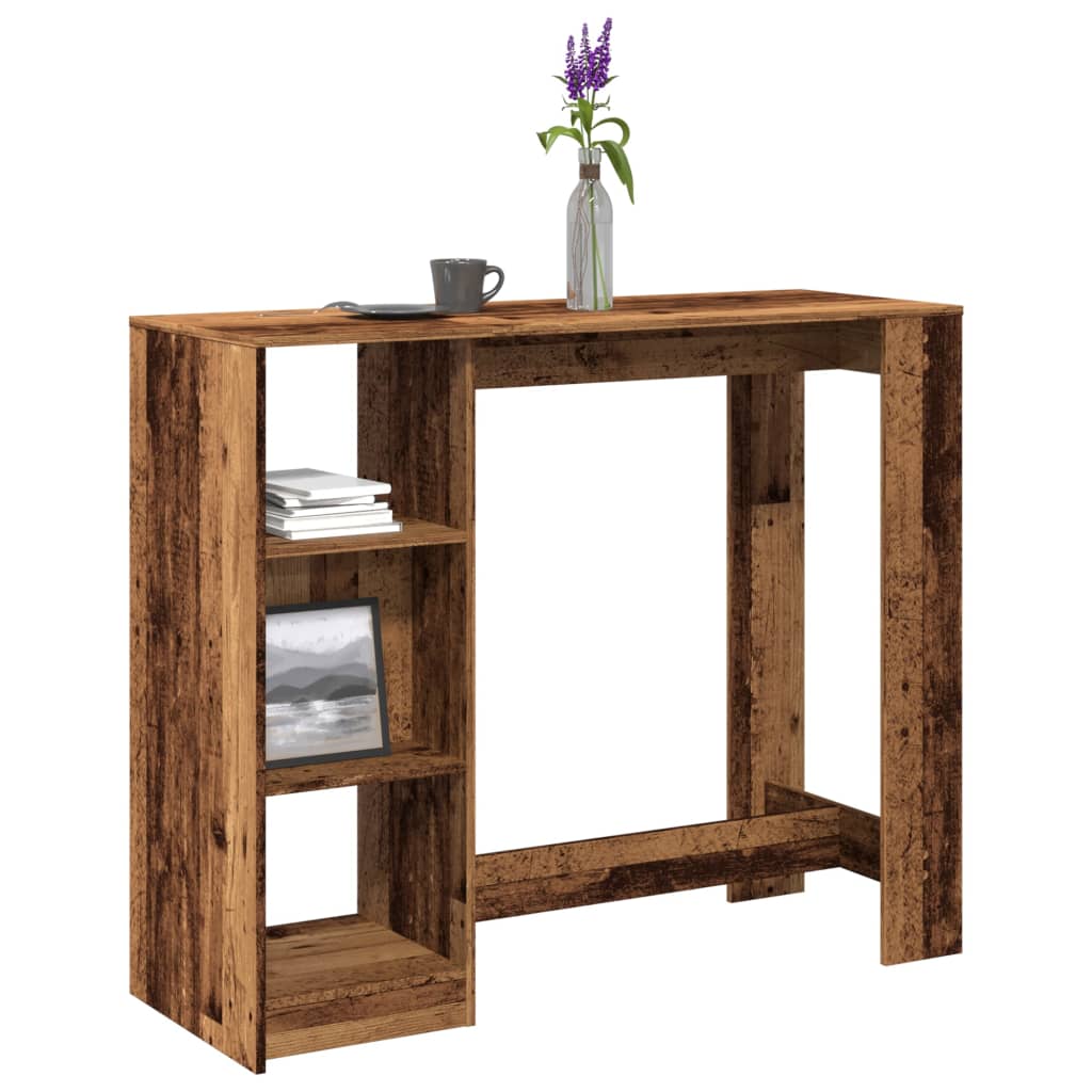 Bar Table with Shelf Old Wood 124x46x103.5 cm Engineered Wood - Bargainia.com - 