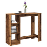 Bar Table with Shelf Old Wood 124x46x103.5 cm Engineered Wood - Bargainia.com - 