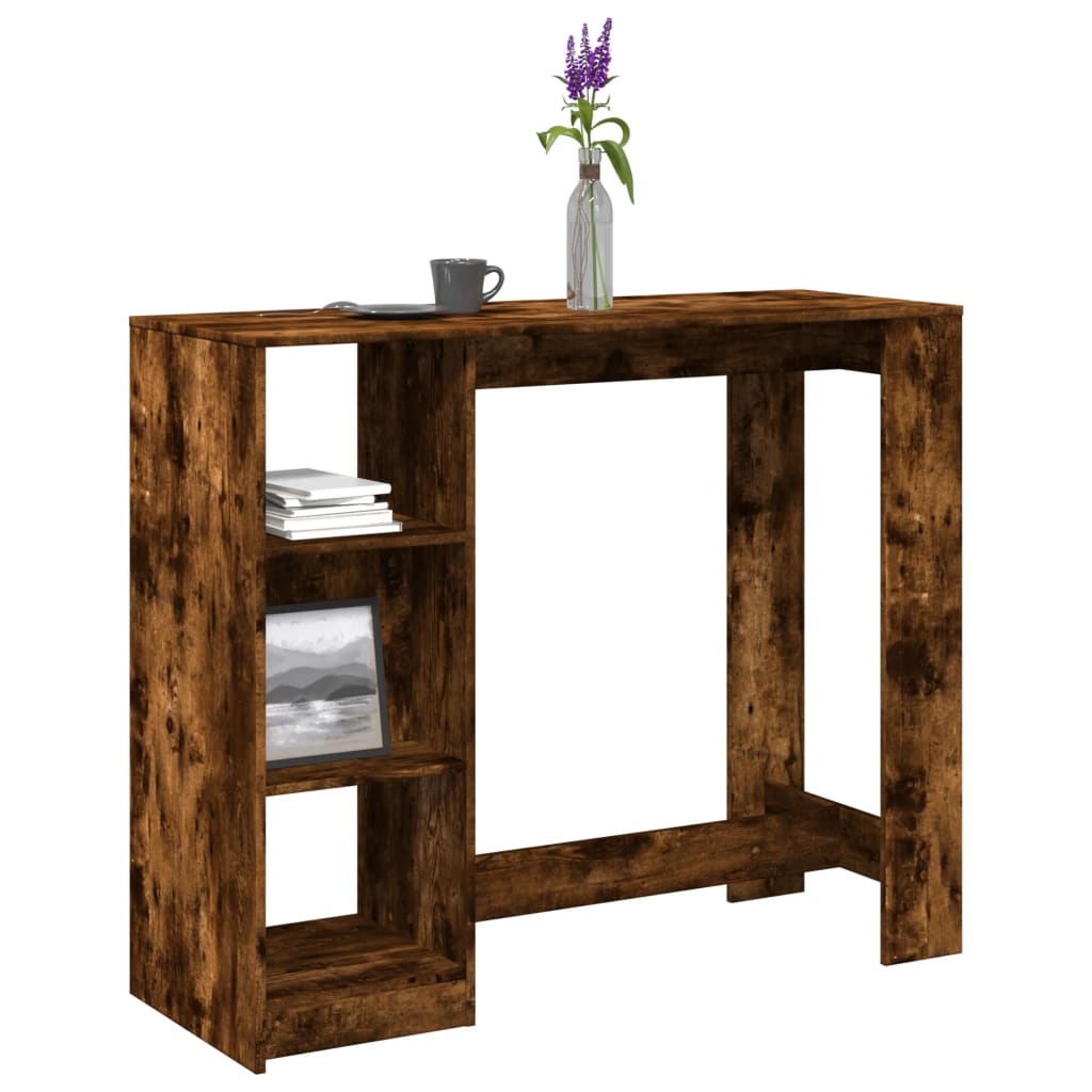 Bar Table with Shelf Smoked Oak 124x46x103.5 cm Engineered Wood - Bargainia.com - 