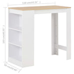 Bar Table with Shelf White 110x50x103 cm - Bargainia.com - 