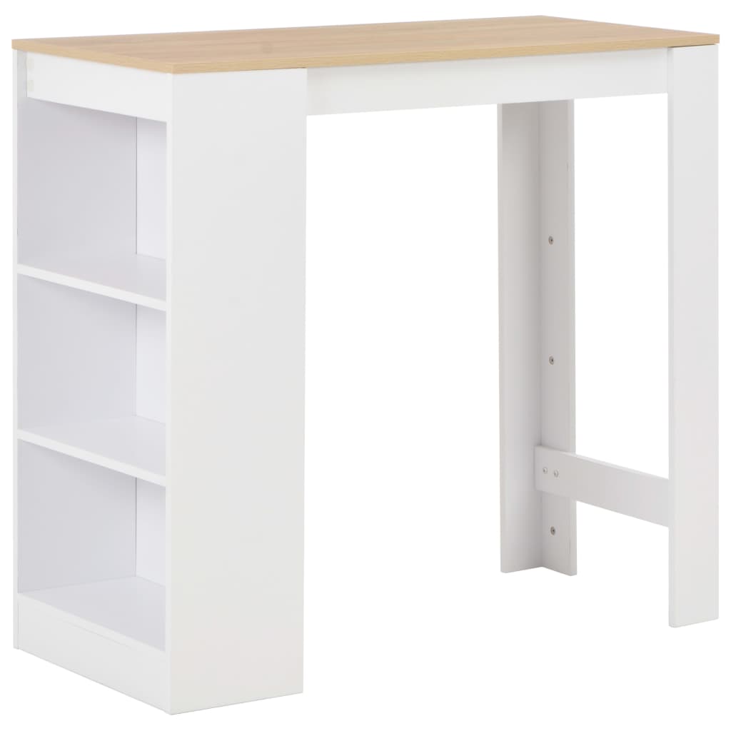 Bar Table with Shelf White 110x50x103 cm - Bargainia.com - 