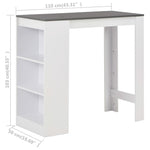 Bar Table with Shelf White 110x50x103 cm - Bargainia.com - 