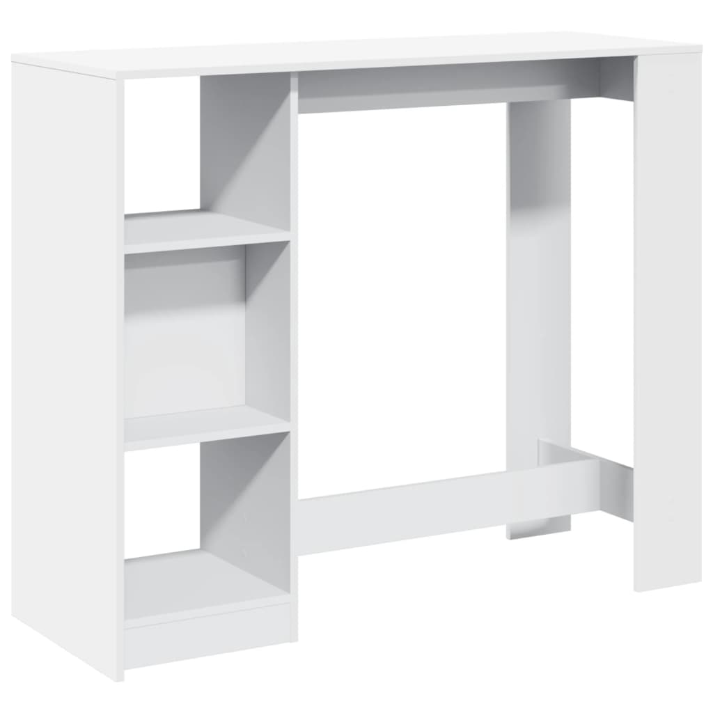 Bar Table with Shelf White 124x46x103.5 cm Engineered Wood - Bargainia.com - 