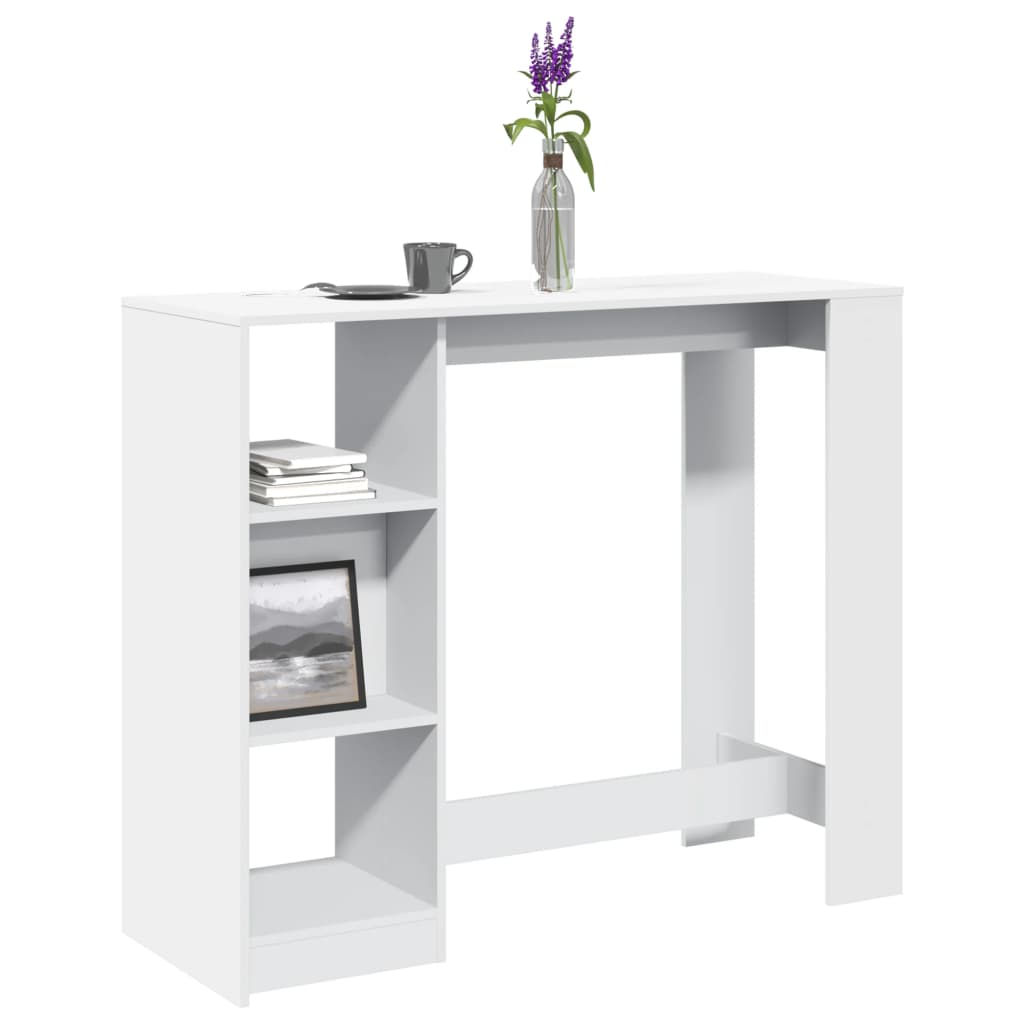 Bar Table with Shelf White 124x46x103.5 cm Engineered Wood - Bargainia.com - 