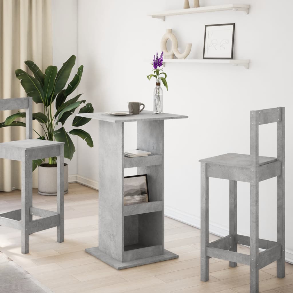 Bar Table with Storage Concrete Grey 60x60x102 cm Engineered Wood - Bargainia.com - 