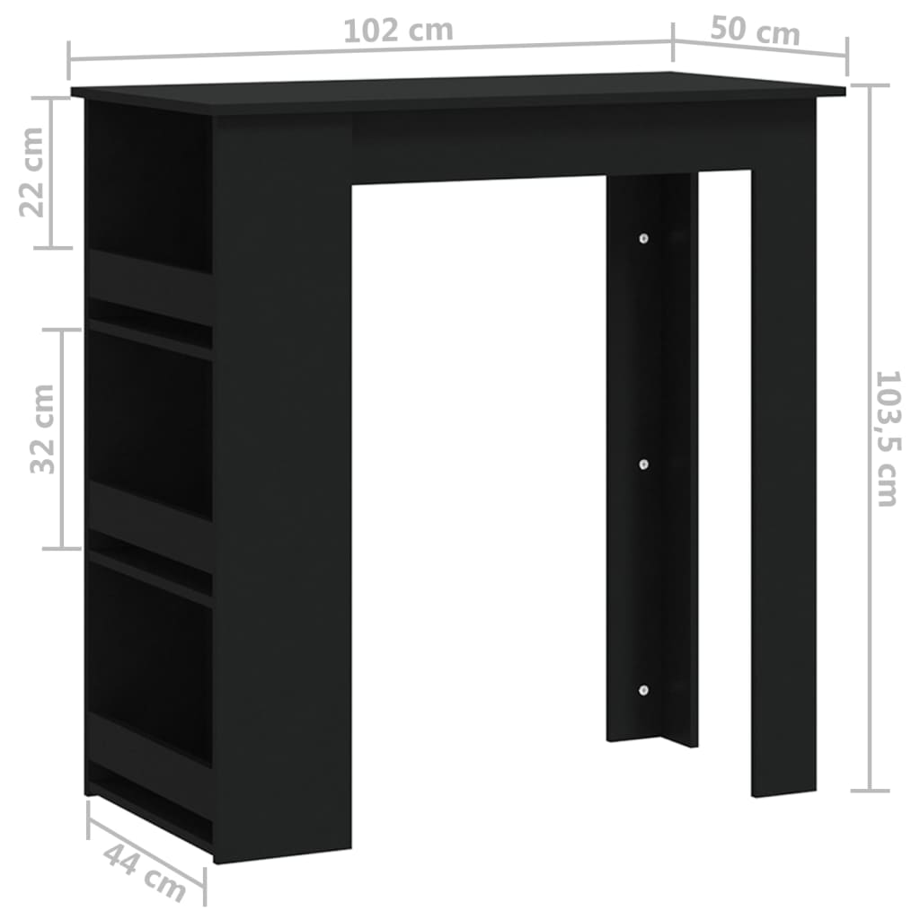 Bar Table with Storage Rack Black 102x50x103.5 cm Engineered Wood - Bargainia.com - 
