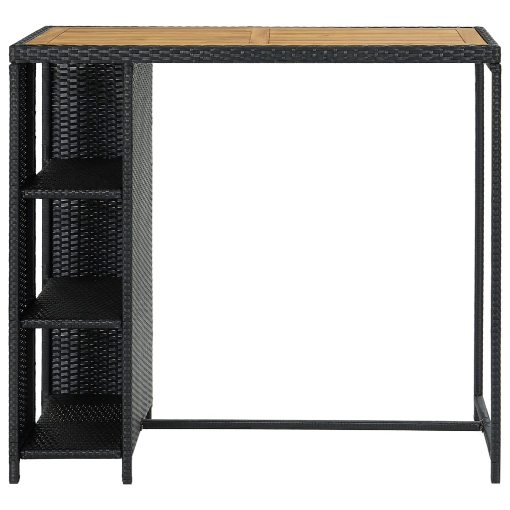 Bar Table with Storage Rack Black 120x60x110 cm Poly Rattan - Bargainia.com - 8720286146811 - 313478