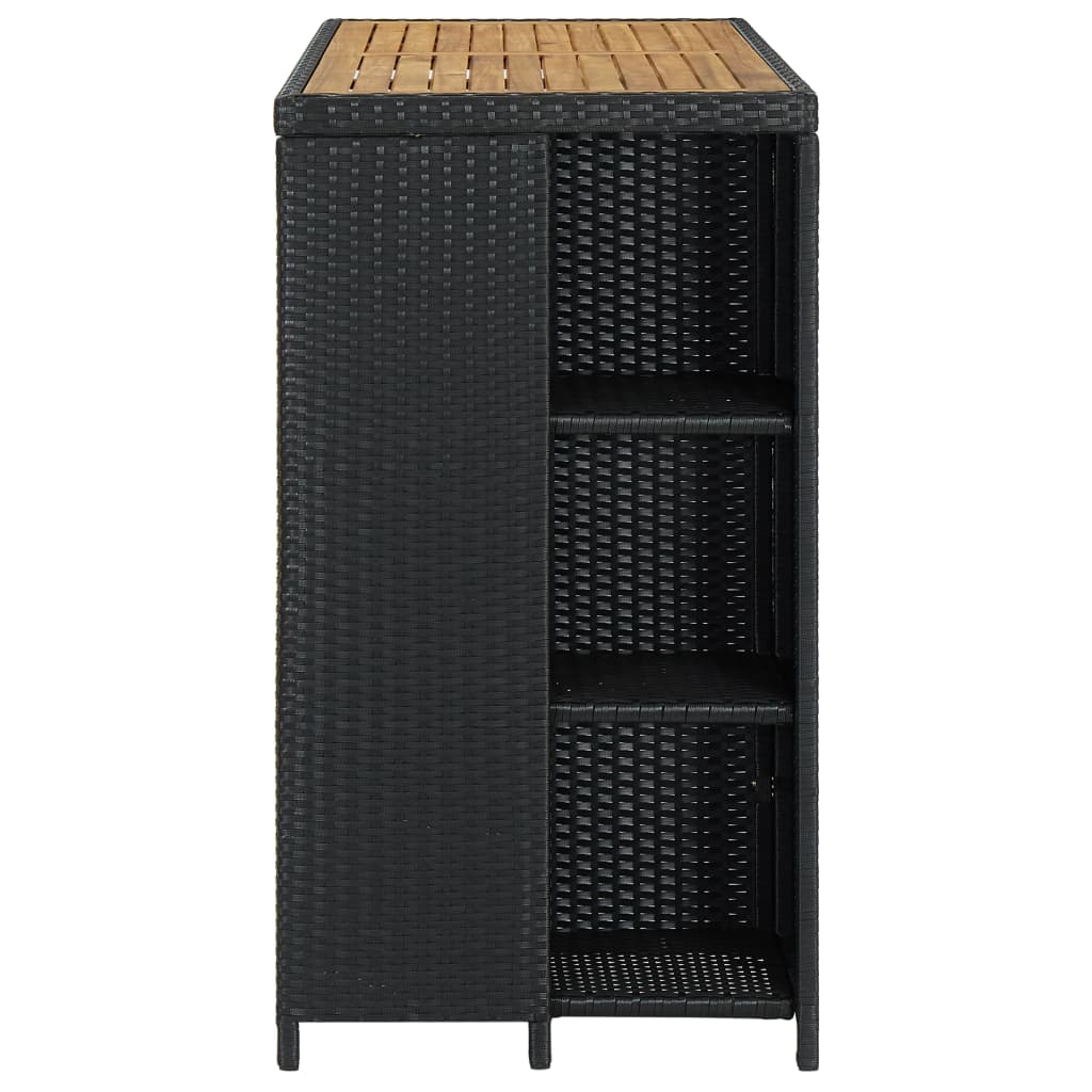 Bar Table with Storage Rack Black 120x60x110 cm Poly Rattan - Bargainia.com - 