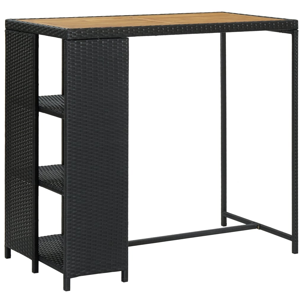Bar Table with Storage Rack Black 120x60x110 cm Poly Rattan - Bargainia.com - 8720286146811 - 313478