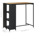 Bar Table with Storage Rack Black 120x60x110 cm Poly Rattan - Bargainia.com - 