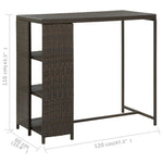 Bar Table with Storage Rack Brown 120x60x110 cm Poly Rattan - Bargainia.com - 