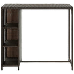 Bar Table with Storage Rack Brown 120x60x110 cm Poly Rattan - Bargainia.com - 