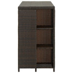 Bar Table with Storage Rack Brown 120x60x110 cm Poly Rattan - Bargainia.com - 