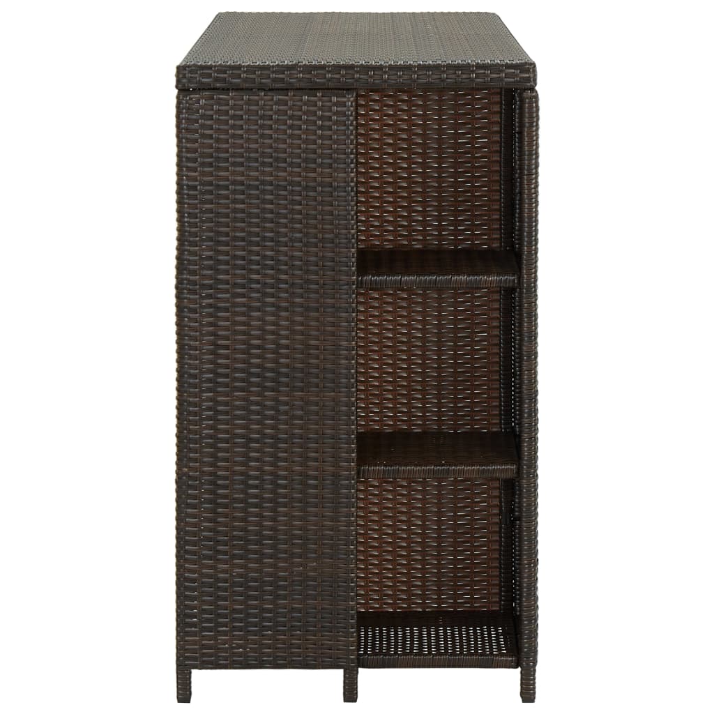 Bar Table with Storage Rack Brown 120x60x110 cm Poly Rattan - Bargainia.com - 