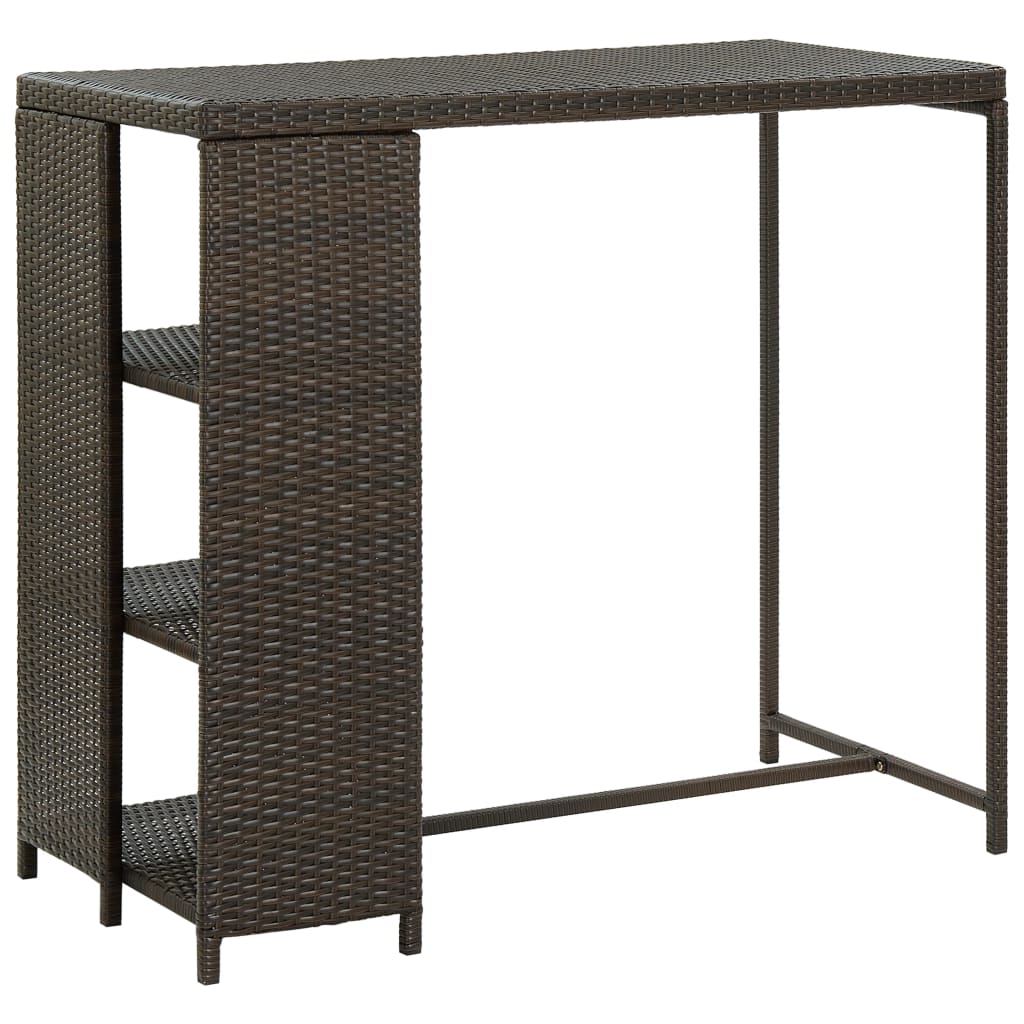 Bar Table with Storage Rack Brown 120x60x110 cm Poly Rattan - Bargainia.com - 8720286146781 - 313475