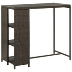 Bar Table with Storage Rack Brown 120x60x110 cm Poly Rattan - Bargainia.com - 