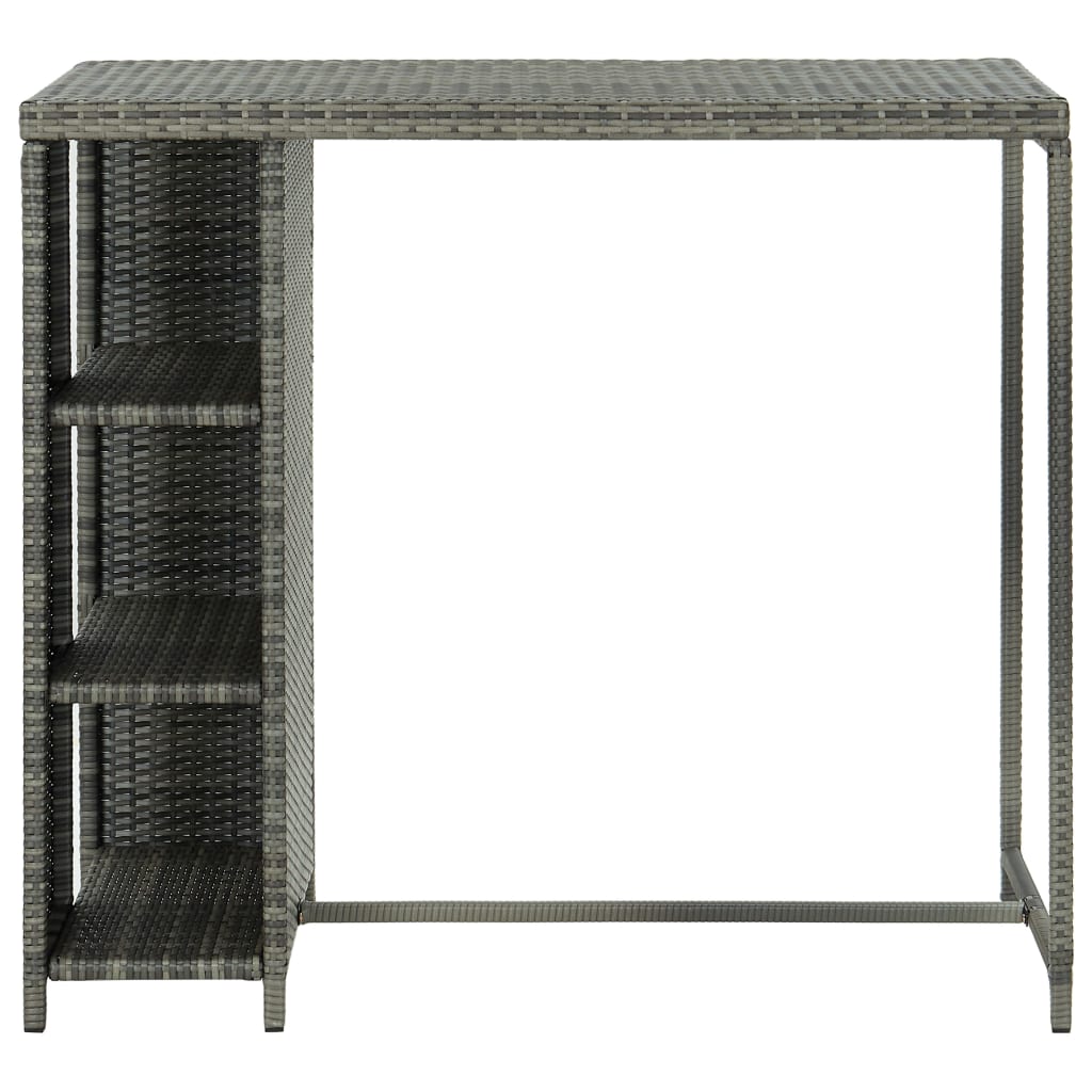 Bar Table with Storage Rack Grey 120x60x110 cm Poly Rattan - Bargainia.com - 8720286146804 - 313477