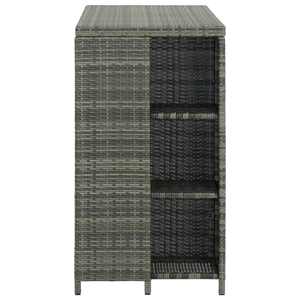 Bar Table with Storage Rack Grey 120x60x110 cm Poly Rattan - Bargainia.com - 8720286146804 - 313477