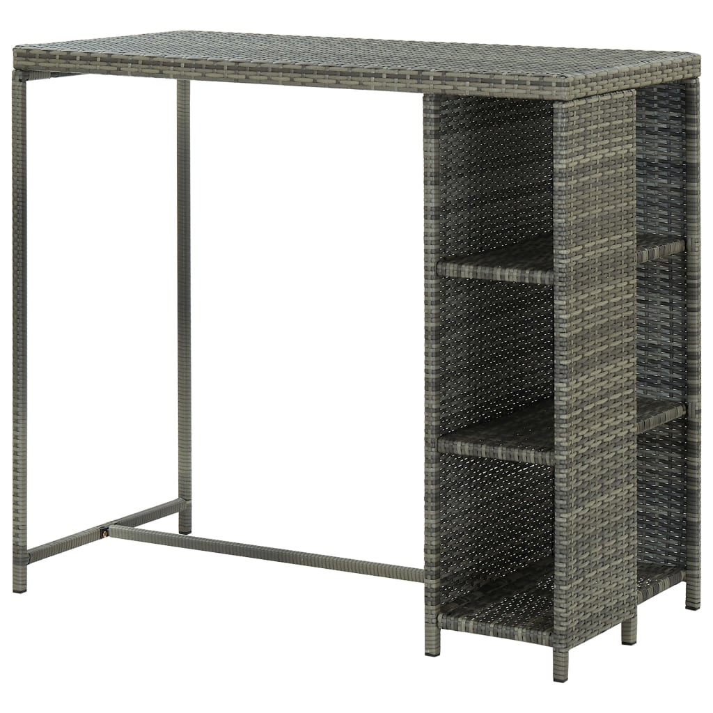 Bar Table with Storage Rack Grey 120x60x110 cm Poly Rattan - Bargainia.com - 8720286146804 - 313477