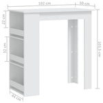Bar Table with Storage Rack White 102x50x103.5 cm Engineered Wood - Bargainia.com - 