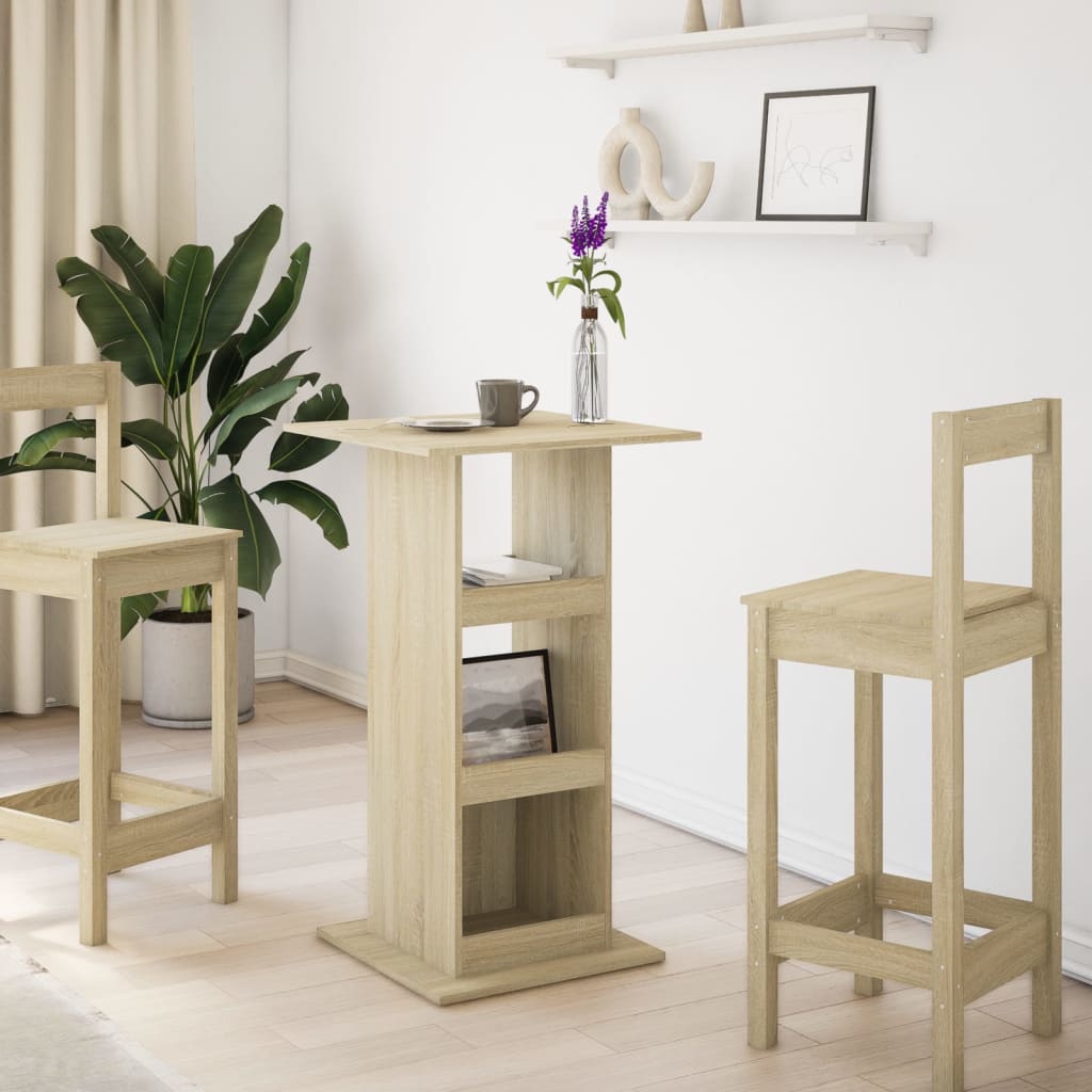 Bar Table with Storage Sonoma Oak 60x60x102 cm Engineered Wood - Bargainia.com - 