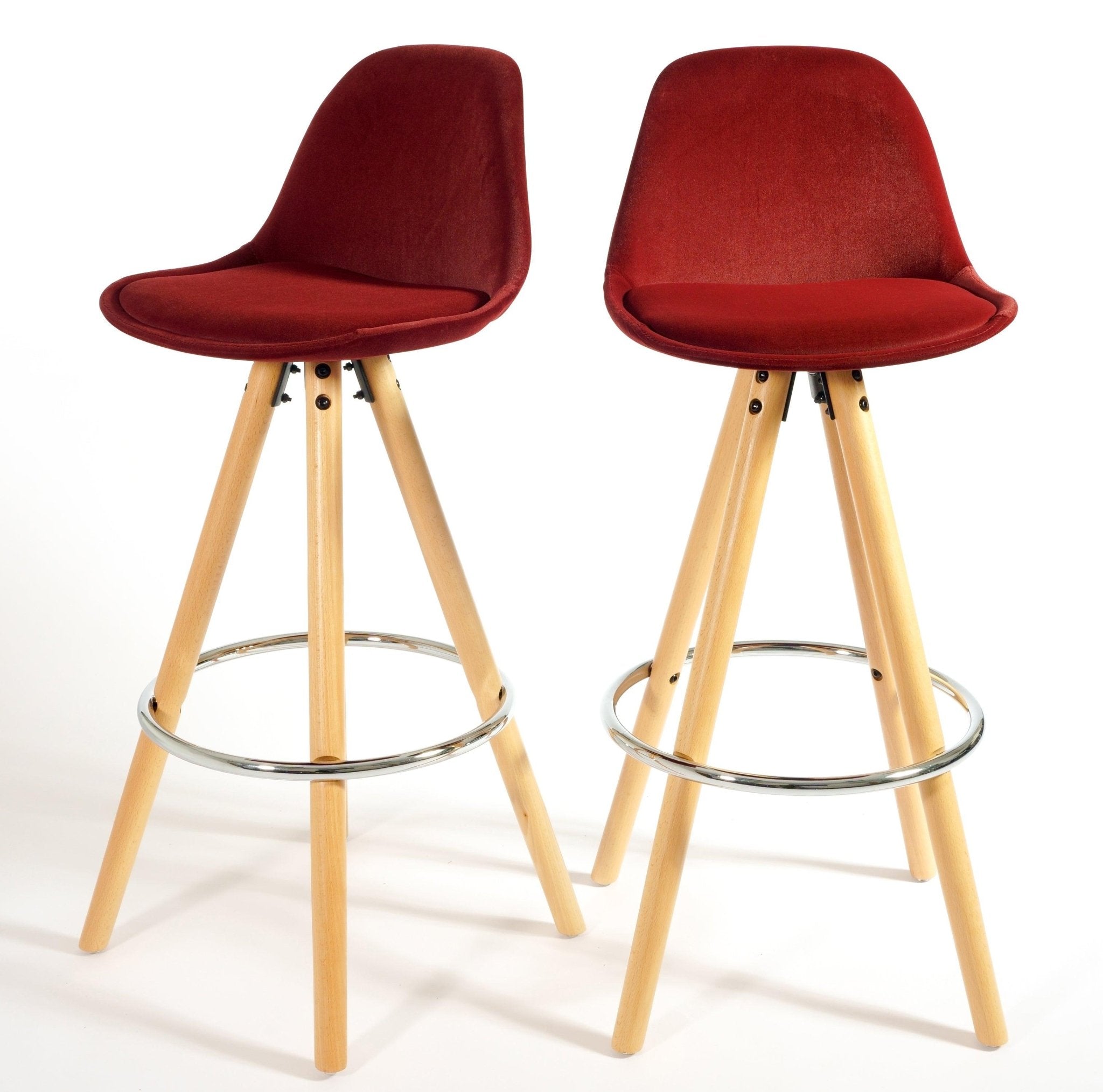 Barcelona Bar Stools Matte Velvet - Burgundy - Bargainia.com - 