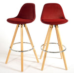 Barcelona Bar Stools Matte Velvet - Burgundy - Bargainia.com - 