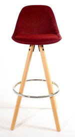 Barcelona Bar Stools Matte Velvet - Burgundy - Bargainia.com - 